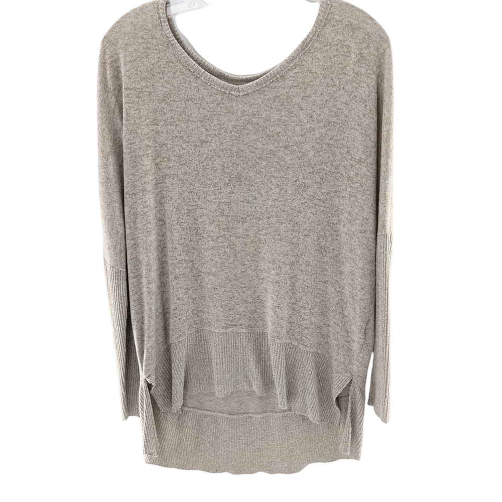 So Oversized Long Sleeves Cozy Tunic Sweater Beige XS